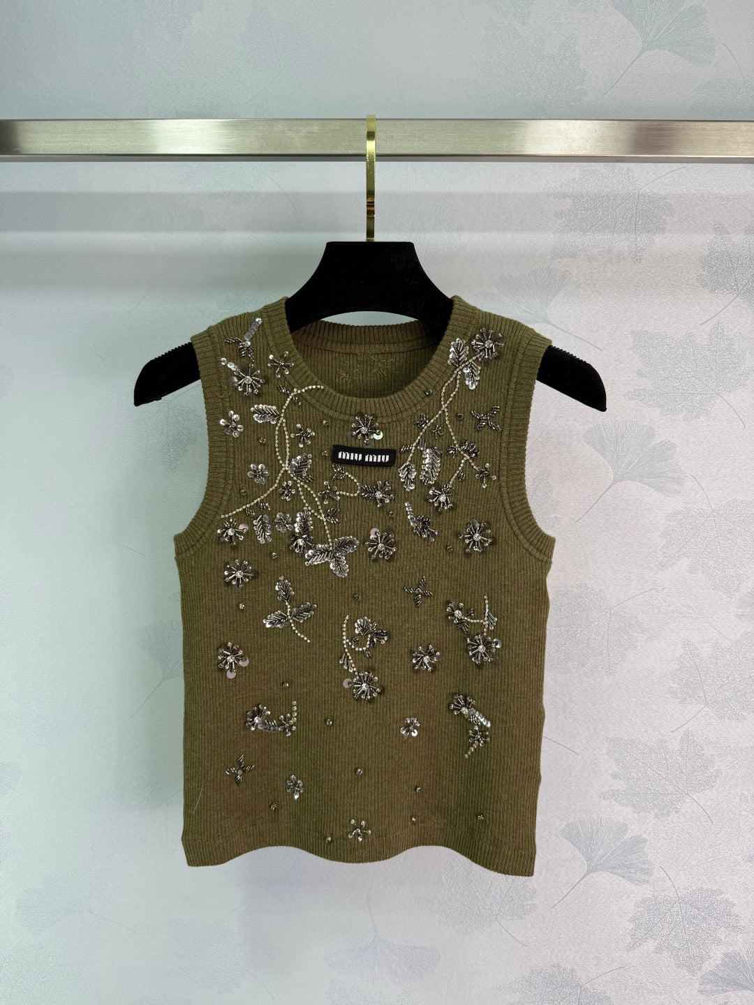 25ss Heavy industry nail bead rhinestone knitted vest