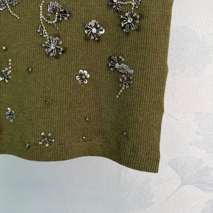 25ss Heavy industry nail bead rhinestone knitted vest