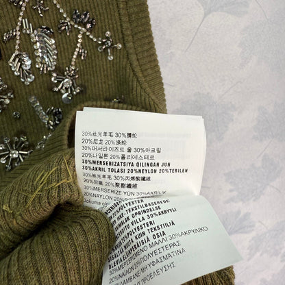 25ss Heavy industry nail bead rhinestone knitted vest