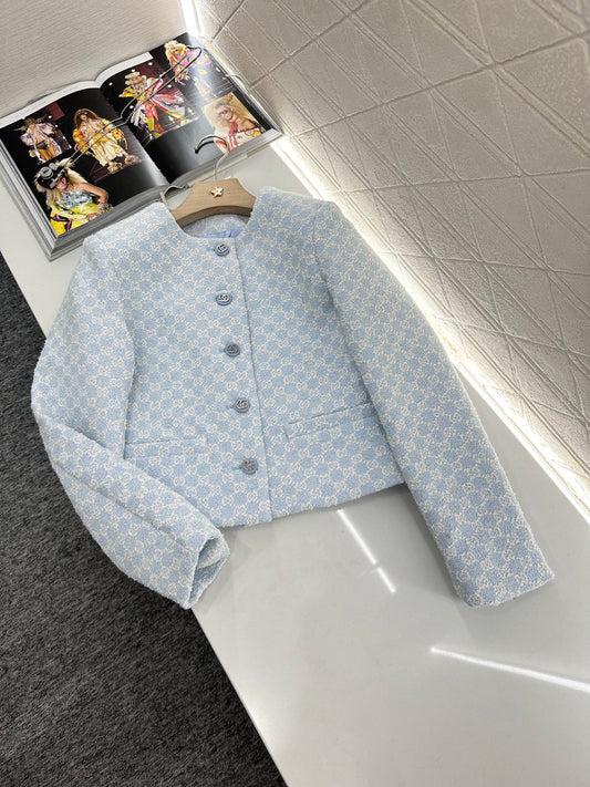 2025 Summer New Jacquard Round Neck Dress Jacket