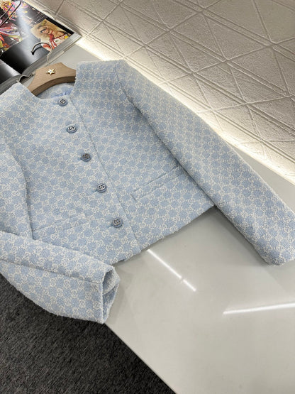 2025 Summer New Jacquard Round Neck Dress Jacket