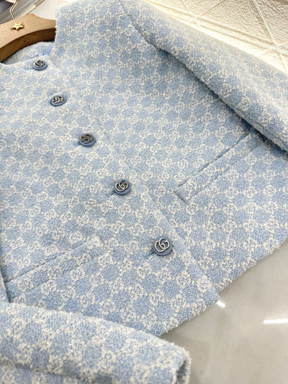 2025 Summer New Jacquard Round Neck Dress Jacket