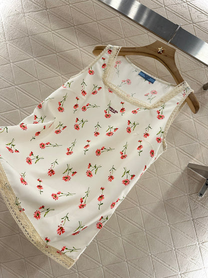 2025 Summer New Floral Vest Shorts Set