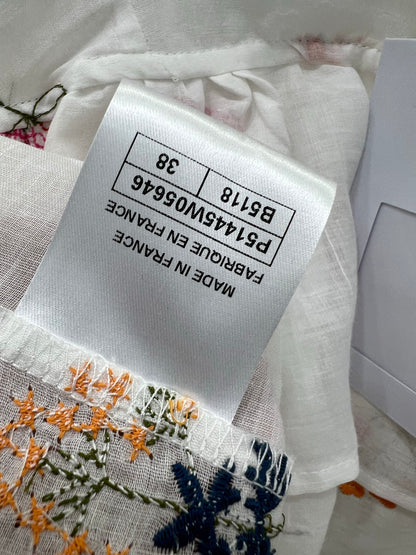 25 Summer new white color thread embroidery retro pure desire camisole
