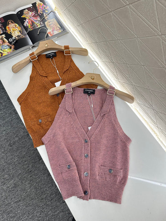 2025 new style new buckle knitted vest