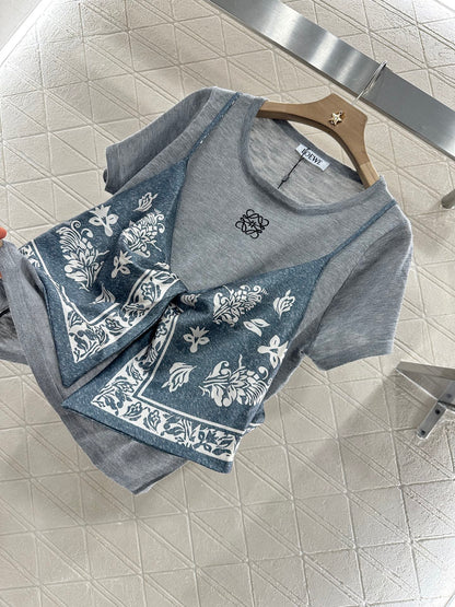 2025 Summer New Ethnic Style Printed Knitted Tops