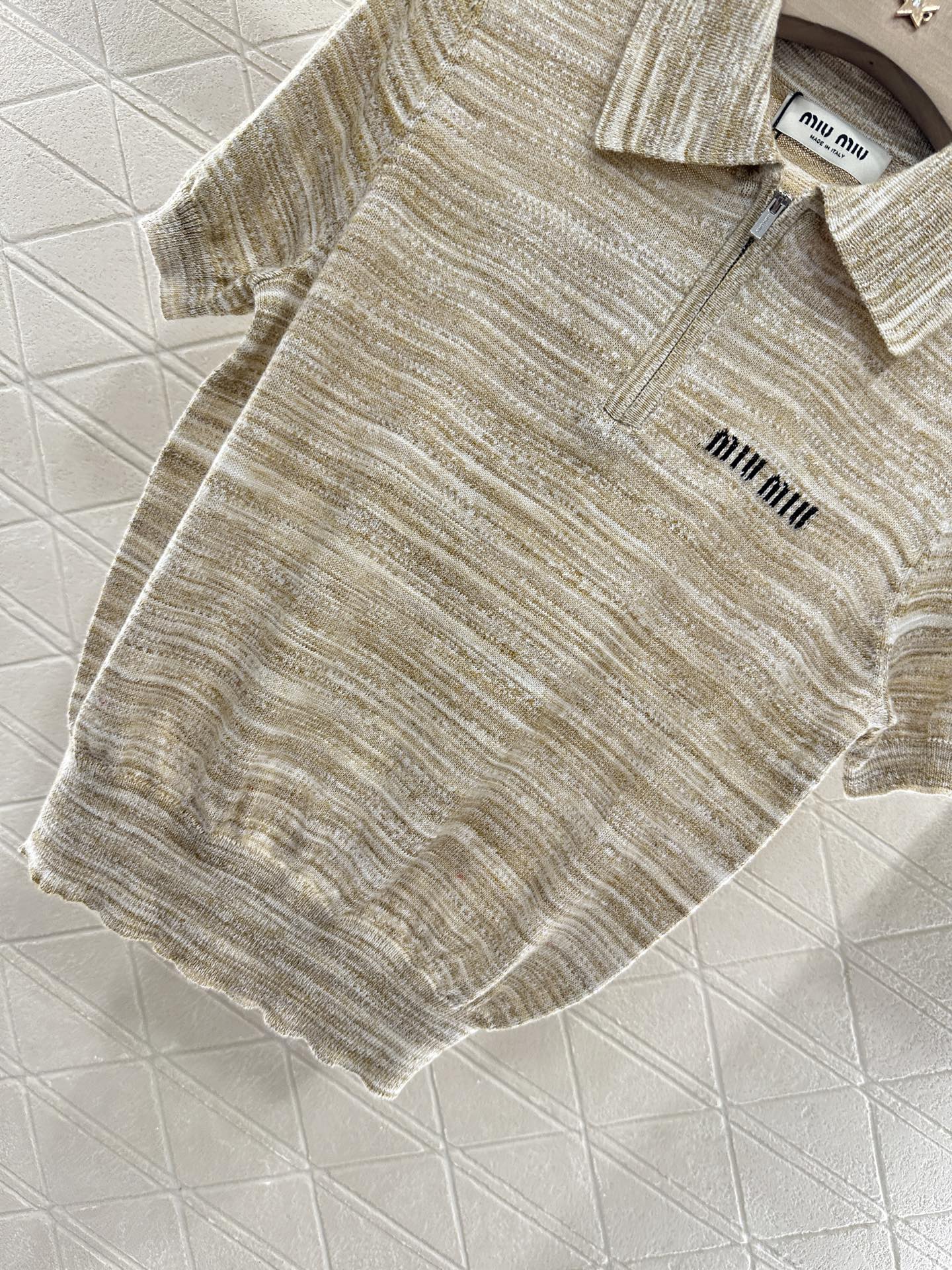 2025 Summer New Half-open Lapel Knitted Short Sleeves