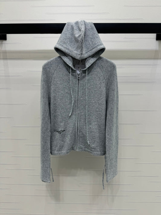 2025 Early Autumn New Hooded Long Sleeve Zipper Cardigan