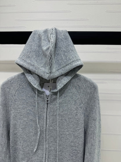 2025 Early Autumn New Hooded Long Sleeve Zipper Cardigan