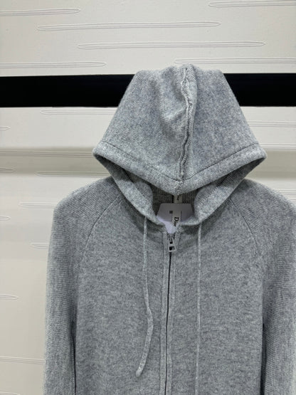 2025 Early Autumn New Hooded Long Sleeve Zipper Cardigan
