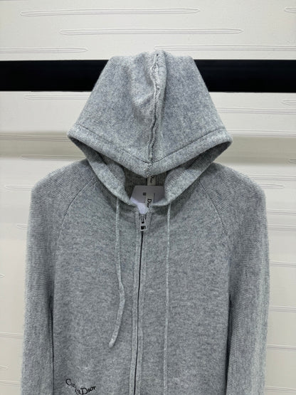 2025 Early Autumn New Hooded Long Sleeve Zipper Cardigan