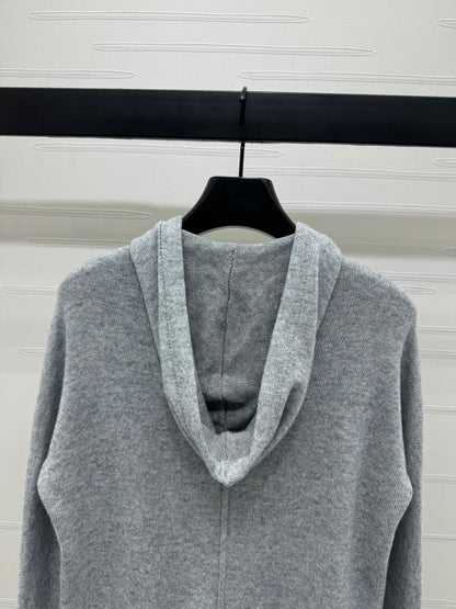2025 Early Autumn New Hooded Long Sleeve Zipper Cardigan