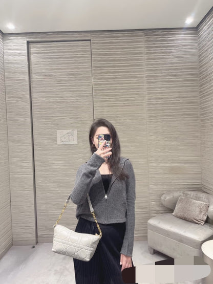 2025 Early Autumn New Hooded Long Sleeve Zipper Cardigan