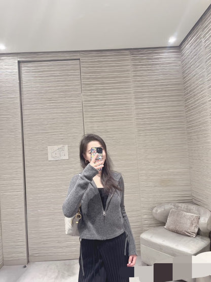 2025 Early Autumn New Hooded Long Sleeve Zipper Cardigan