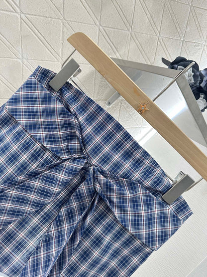 2025 Summer New Plaid Tube Top Miniskirt Set