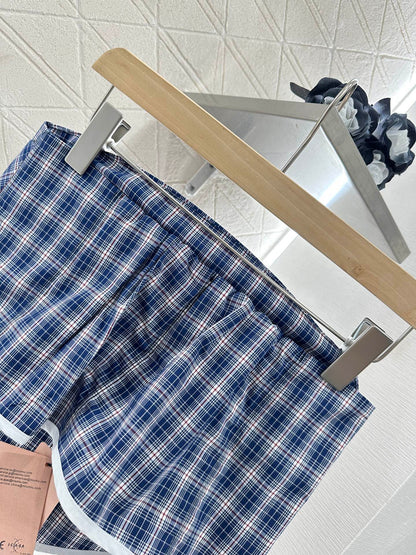 2025 Summer New Plaid Tube Top Miniskirt Set