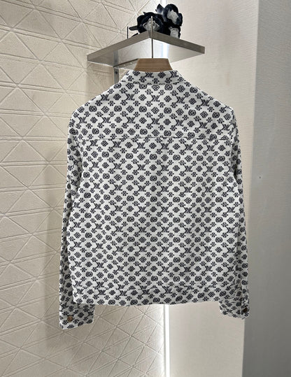 2025 Summer New Printed Denim Jacket Coat Short Skirt Suit