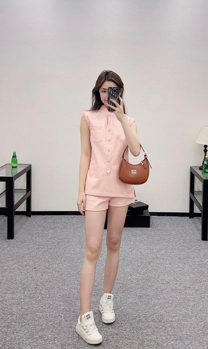 2025 Summer New Vest Top Shorts Set