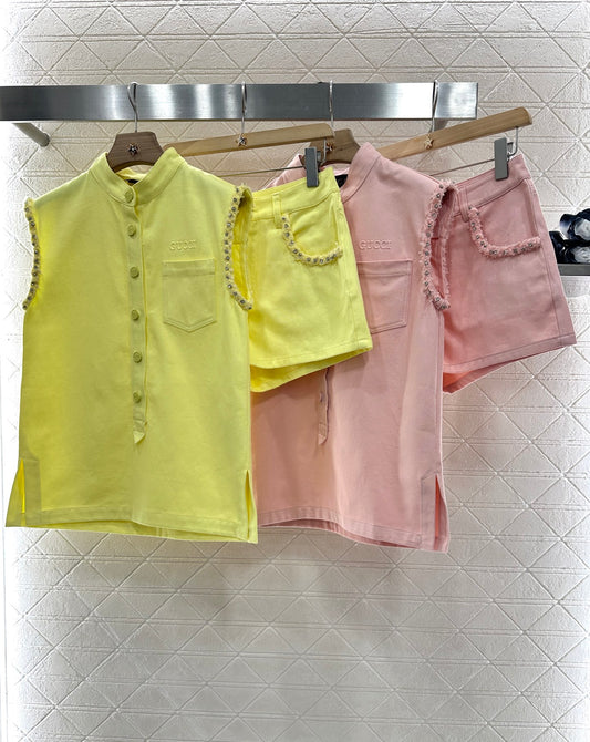 2025 Summer New Vest Top Shorts Set
