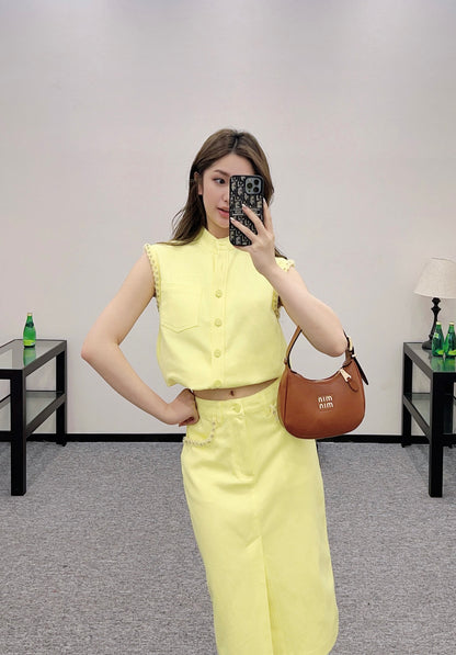 2025 Summer New Vest Top Skirt Set