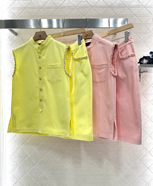 2025 Summer New Vest Top Skirt Set