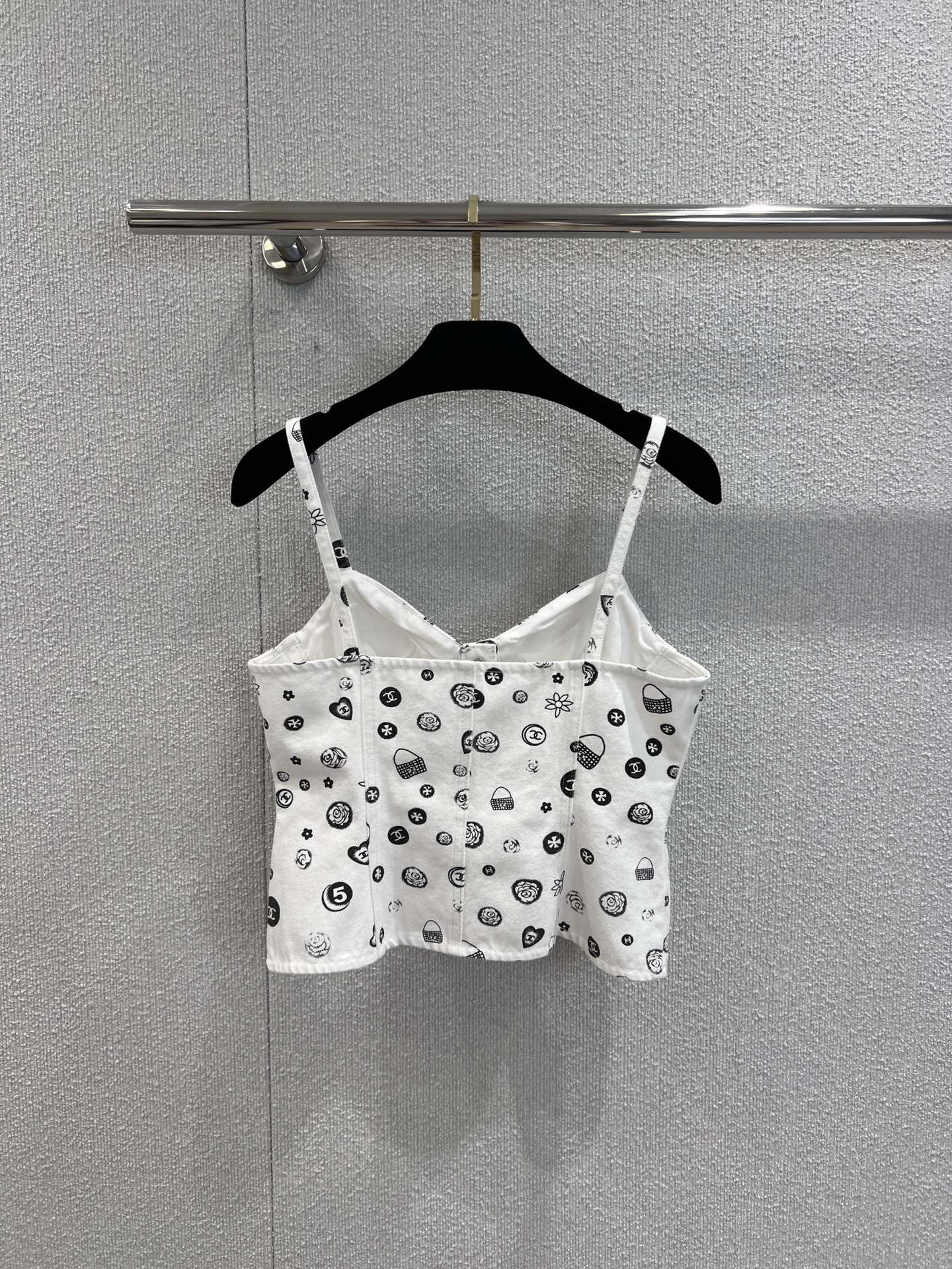 25Ss Spring and Summer New Style Printed Denim Tank Top + Short Skirt Set |