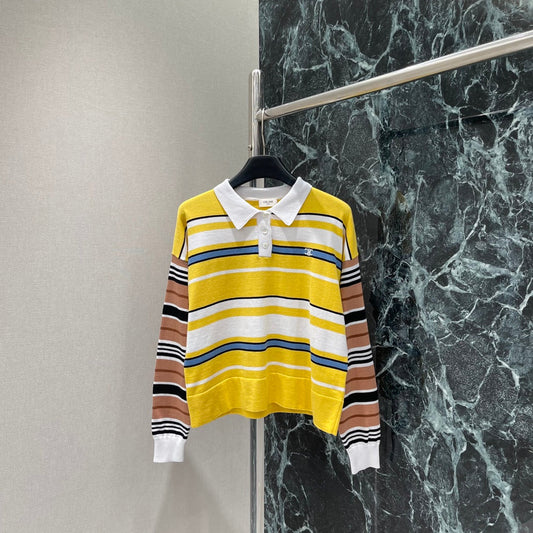 25 Early Autumn New Contrast Striped Long Sleeve Top