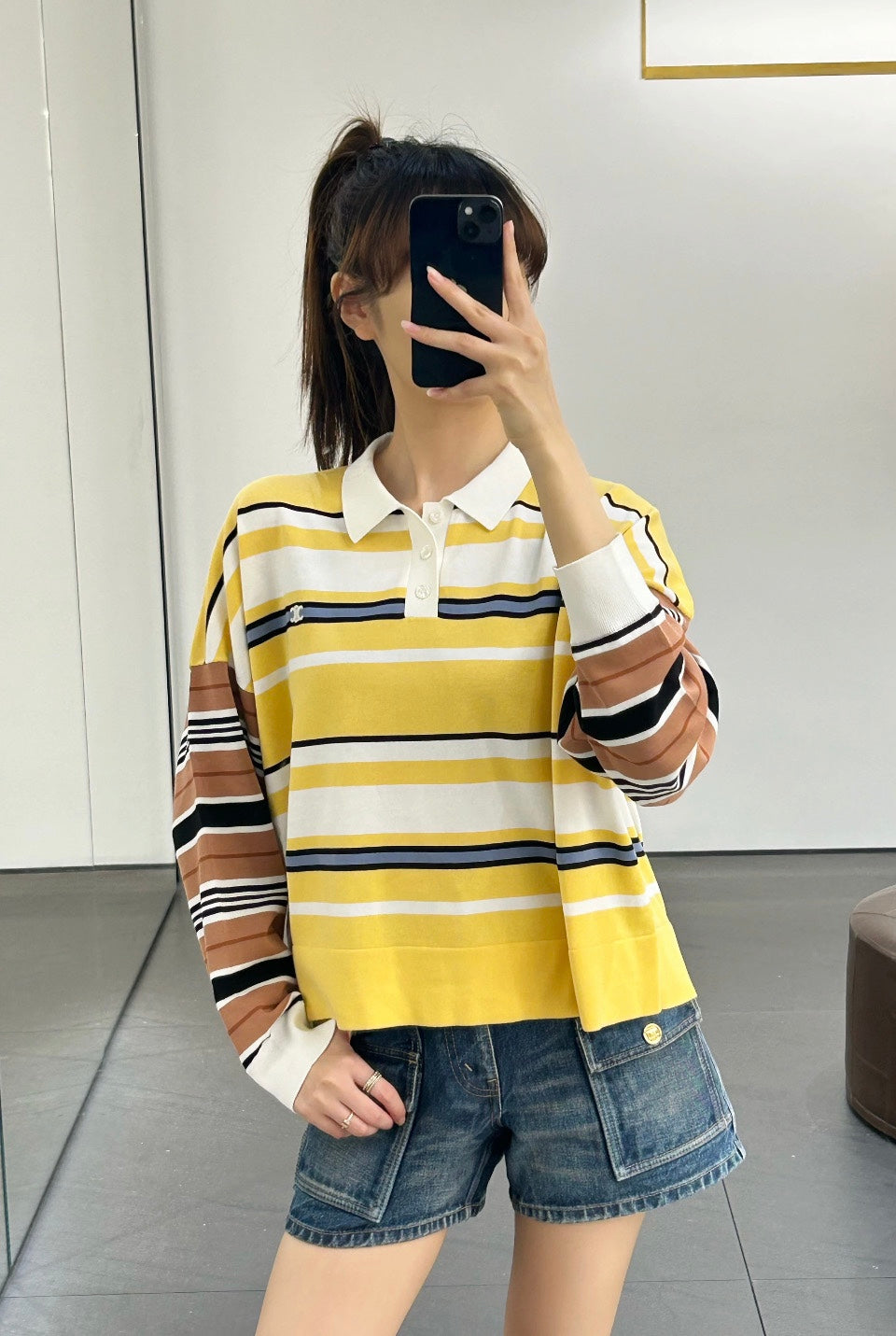 25 Early Autumn New Contrast Striped Long Sleeve Top