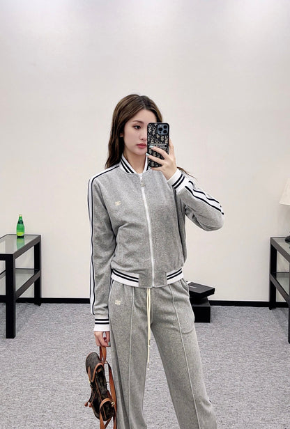 2025 Autumn New Zipper Jacket Trousers Set