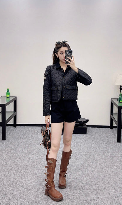 2025 Autumn New Arrival Diamond Lapel Down Cotton Jacket