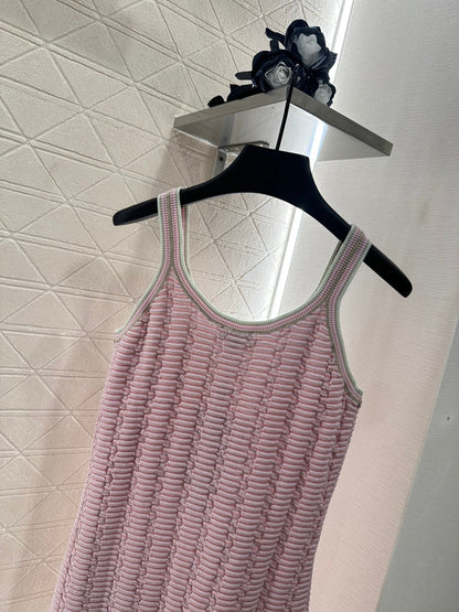 2025 Early Autumn New Arrival Flowing Contrast Color Knitted Suspender Skirt
