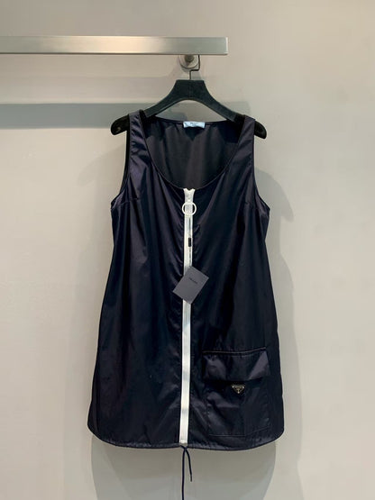 Triangle Logo Zipper Vest Dress