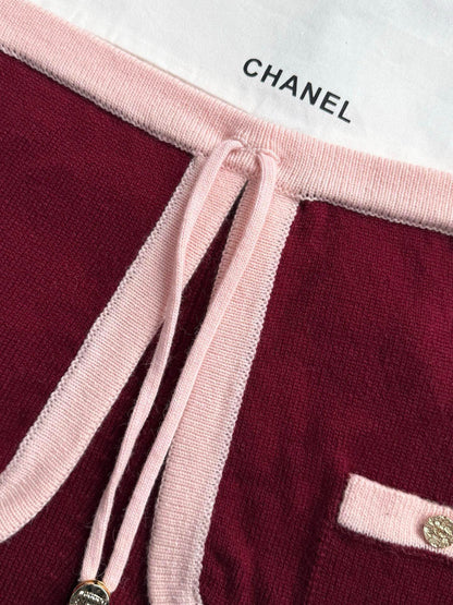 Pure wool, custom-colored and dyed, contrast-colored stitching, and camisole
