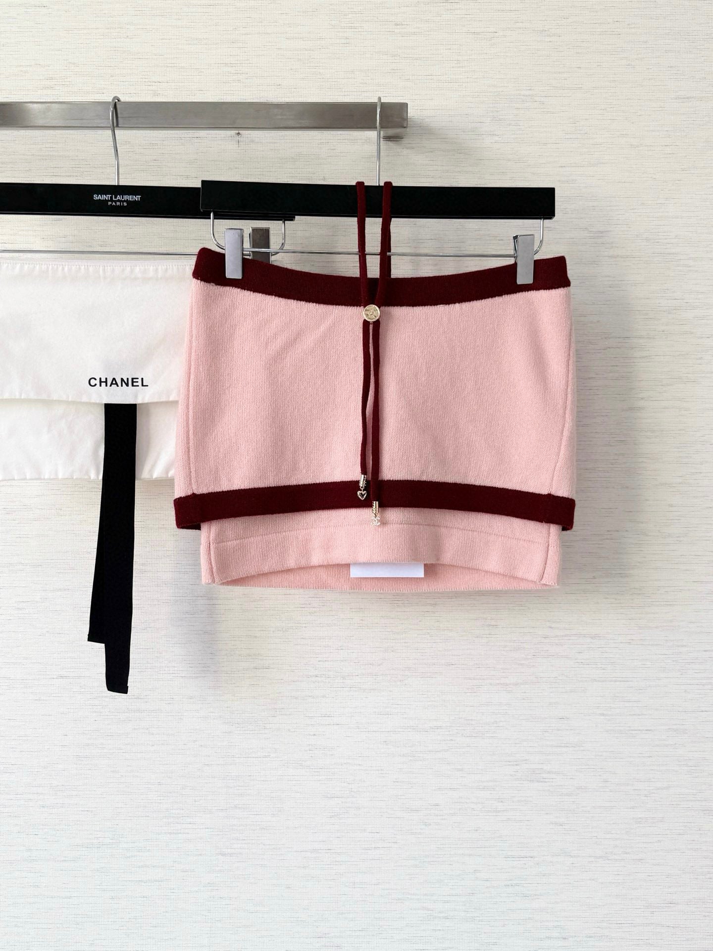 Pure wool, custom-colored and dyed, contrast-colored stitching, and camisole
