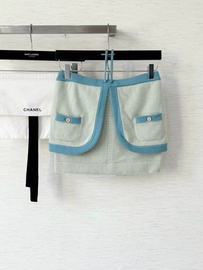 Pure wool, custom-colored and dyed, contrast-colored stitching, and camisole