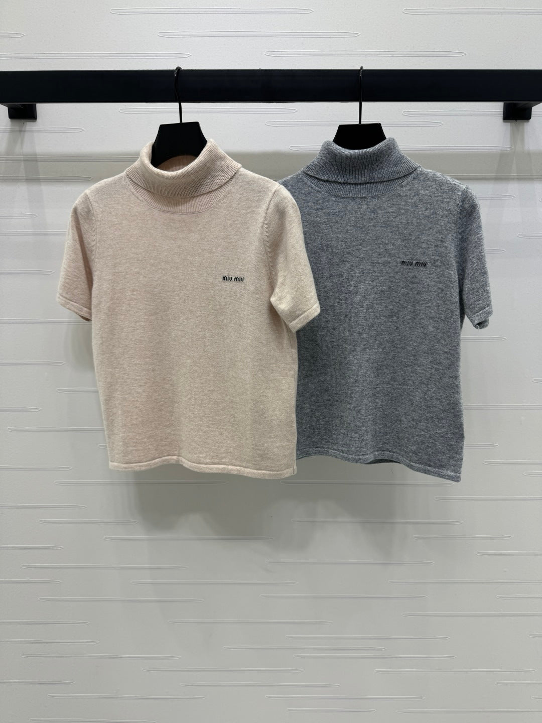 2025 early autumn new high collar knitted short sleeves