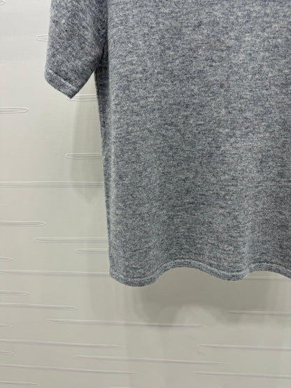 2025 early autumn new high collar knitted short sleeves