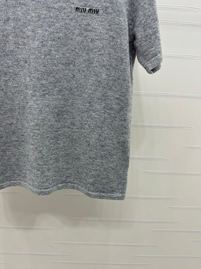 2025 early autumn new high collar knitted short sleeves