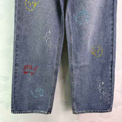 2025 Early Autumn New High Waist Embroidered Denim Pants