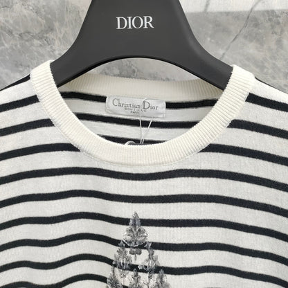 25  Platinum Collection Striped stars Printed high-fashion linen knit short sleeve!