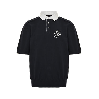 25ss Pearl Button Polo Panel Knitted Polo Short Sleeve