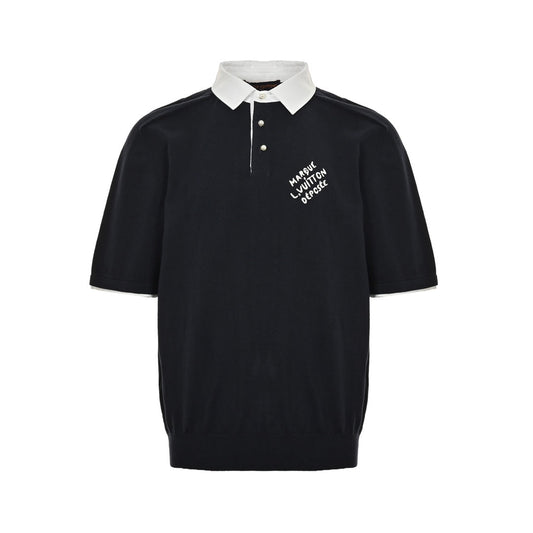 25ss Pearl Button Polo Panel Knitted Polo Short Sleeve