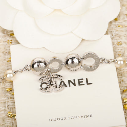 C Rhinestone pearl coco bracelet