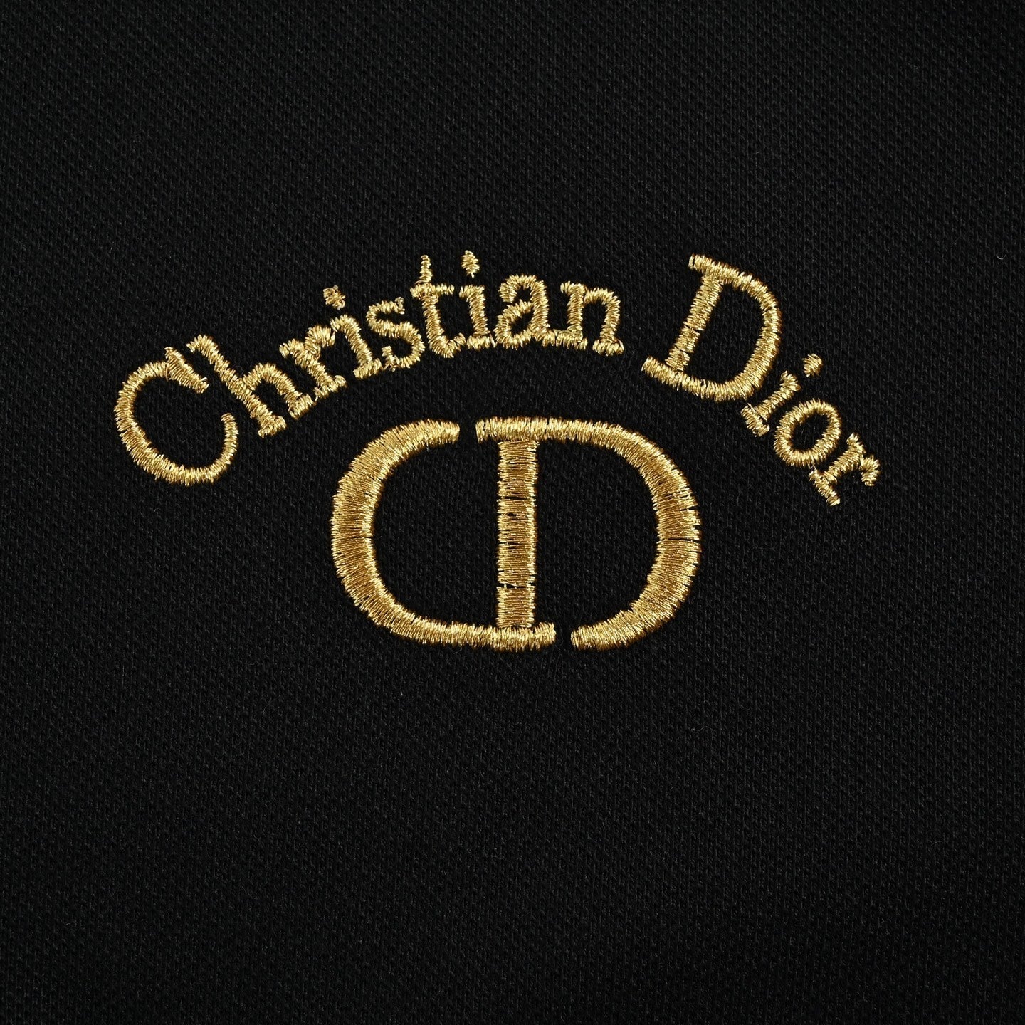 25ss CD gold thread embroidered letters Polo short sleeved shirt