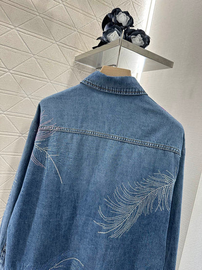 25 Feather Rhinestone Denim