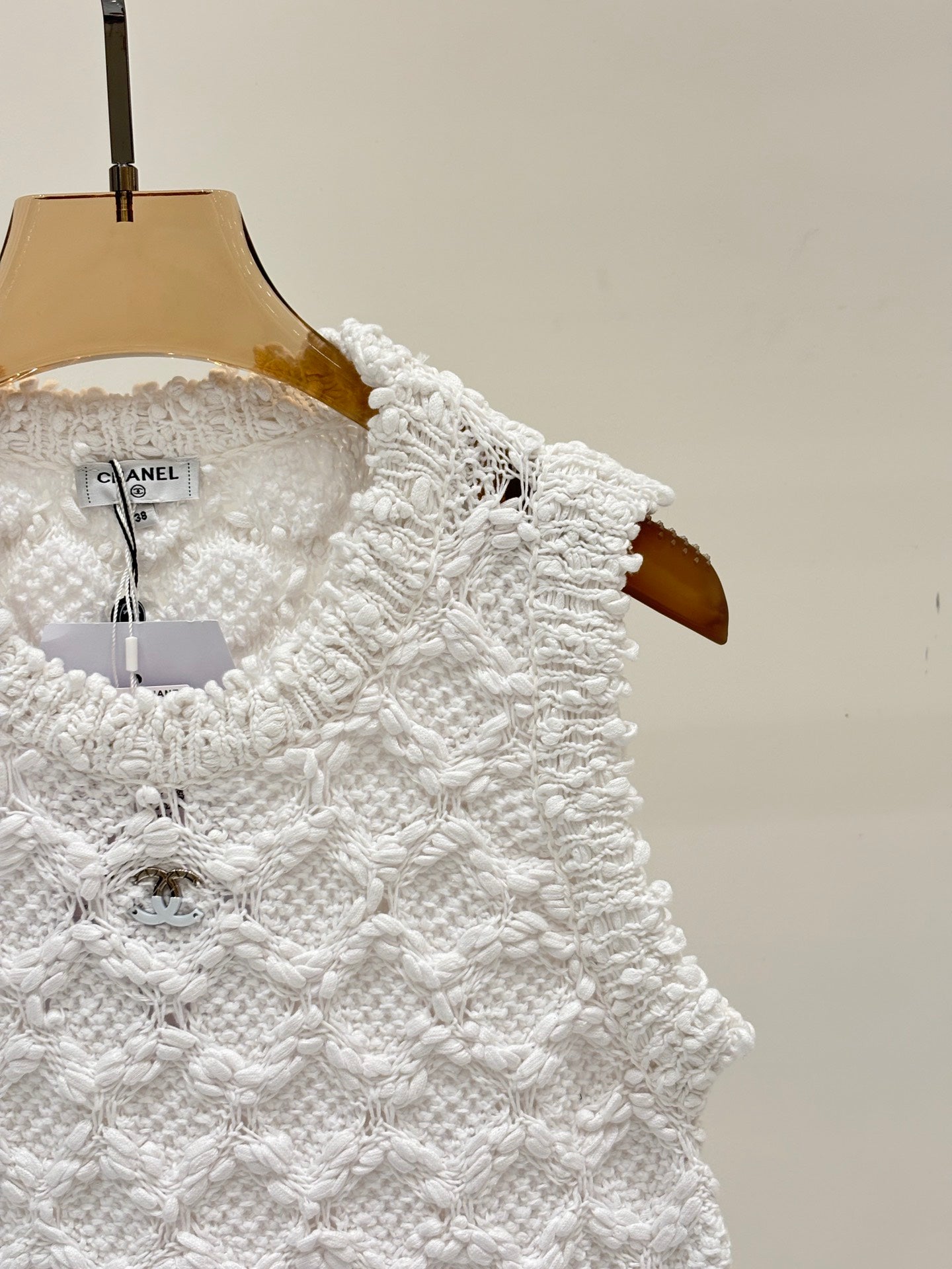 25 logo openwork pattern casual knit undershirt
