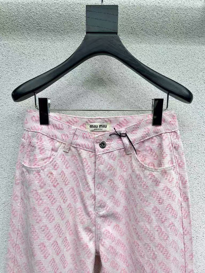M 25 Pink denim trousers with logo