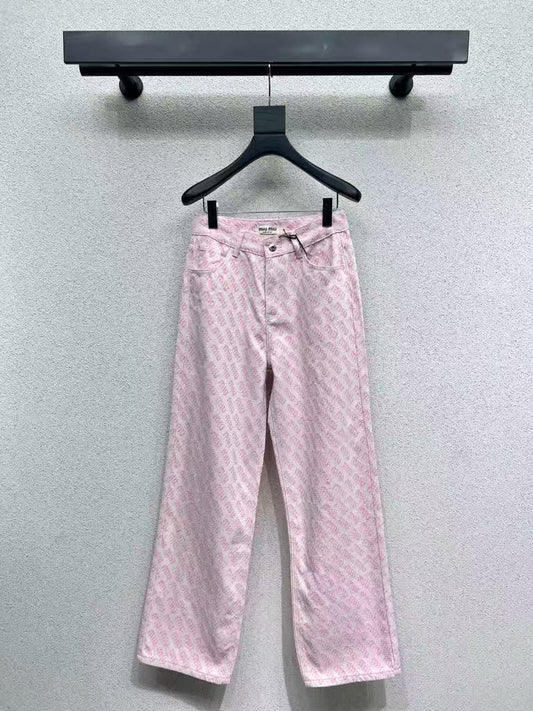 M 25 Pink denim trousers with logo