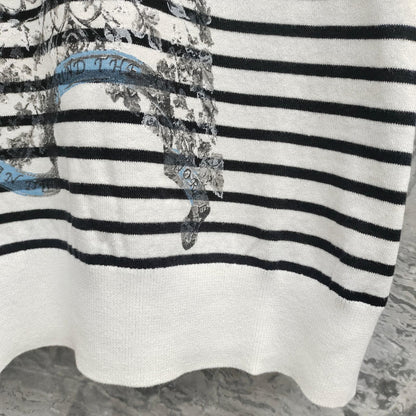 25  Platinum Collection Striped stars Printed high-fashion linen knit short sleeve!