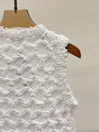 25 logo openwork pattern casual knit undershirt